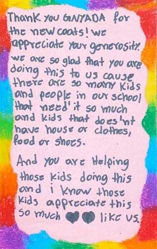 Gnyada - kids letter - Thank you.